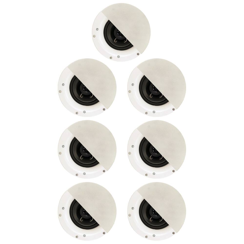 Front. Acoustic Audio by Goldwood - R192 Frameless in Ceiling/in Wall 7 Piece Speaker Set 2 Way Home Theater Surround Speakers - Paintable White.