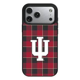 Keyscaper - NCAA - Indiana Hoosiers Plaid Magnetic Bump iPhone Case - 15 - Black