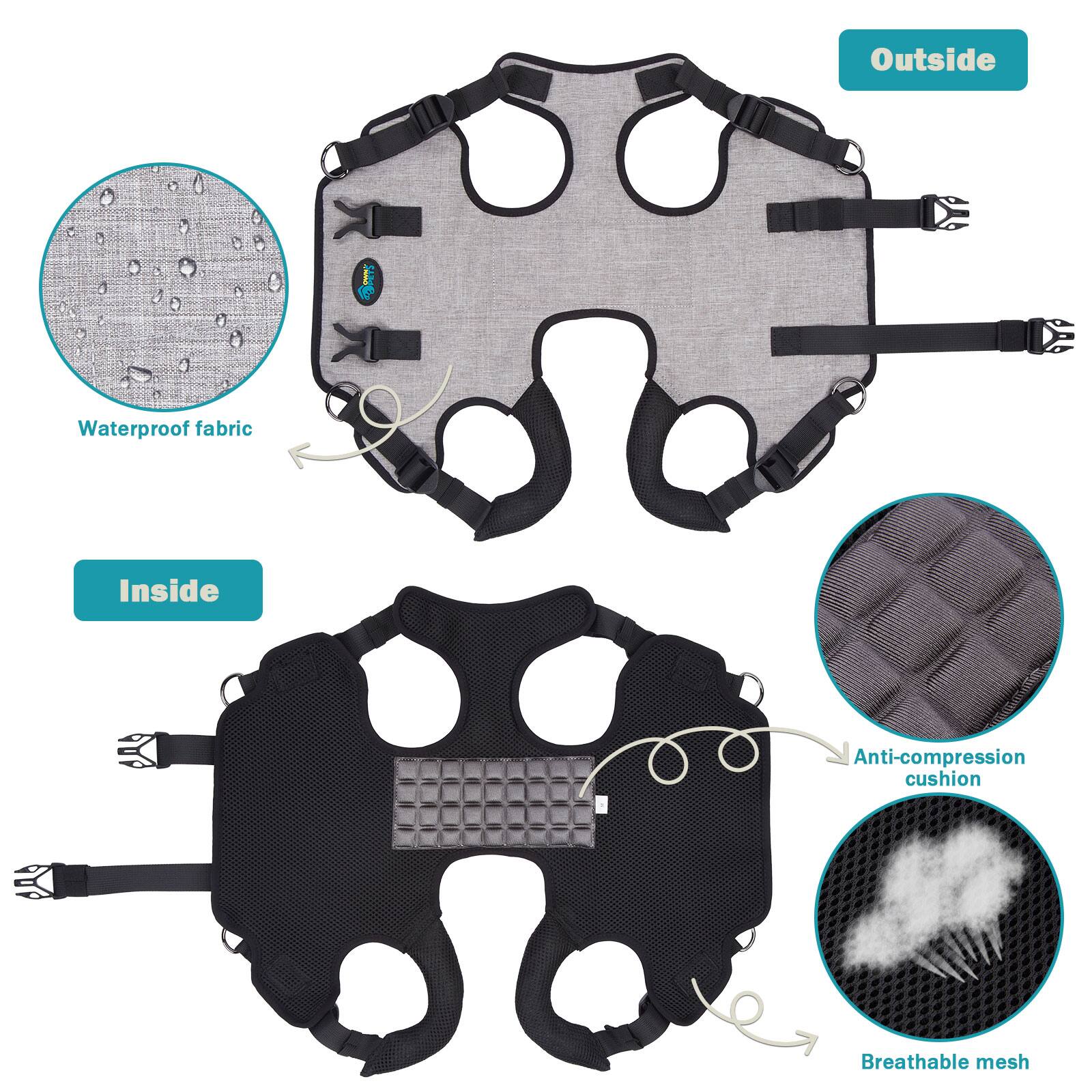 Outside: Waterproof fabric  
Inside: Anti-compression cushion, Breathable mesh