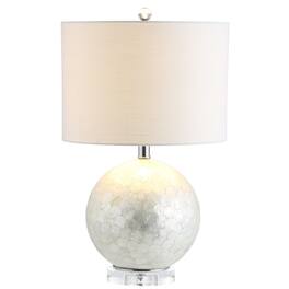 Jonathan Y - Zuri 23.5" Coastal Contemporary Capiz Seashell Sphere LED Table Lamp, Pearl/White - Pearl White