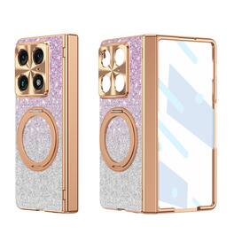 Dteck - Rugged Case for Motorola Razr Fold (2026) with Rotating Ring Stand, Electroplated Glitter Gradient Protective Hard Cover - Purple