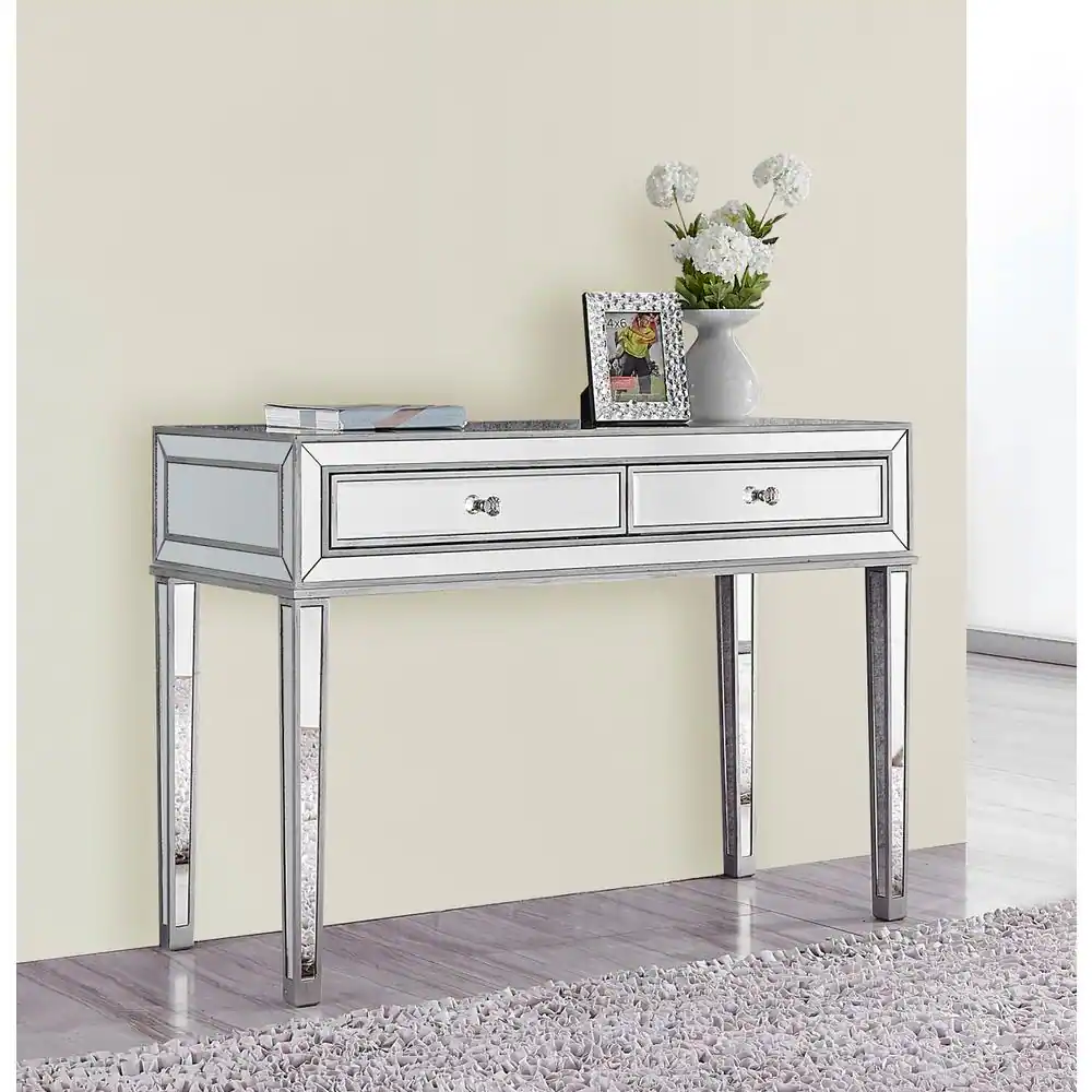 Alt View 7. Elegant Decor - Desk 42in. W x 18in. D x 30in. H in antique silver paint - Antique Silver.