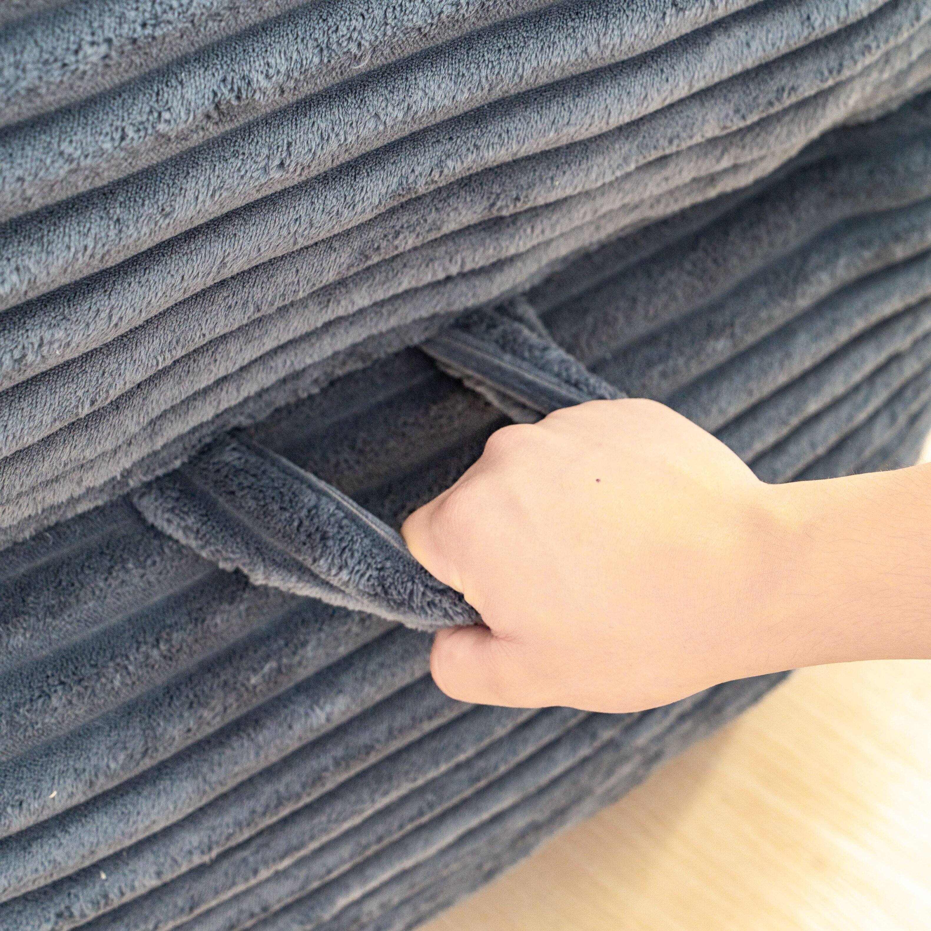 Left. GOODSILO - Oversized Bean Bag Chair with Armrests - Comfy Corduroy Lounge Floor Sofa for Living Room, Bedroom & Dorm - Gray.