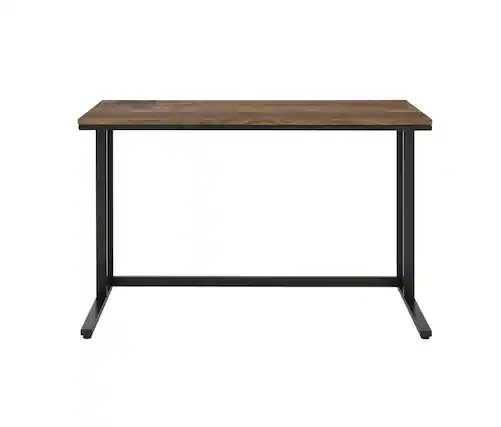 Front. Glintex - Office Computer Writing Desk with USB Port, Spacious Rectangular Surface, Easy Assembly & Open Base Design - Walnut+black.