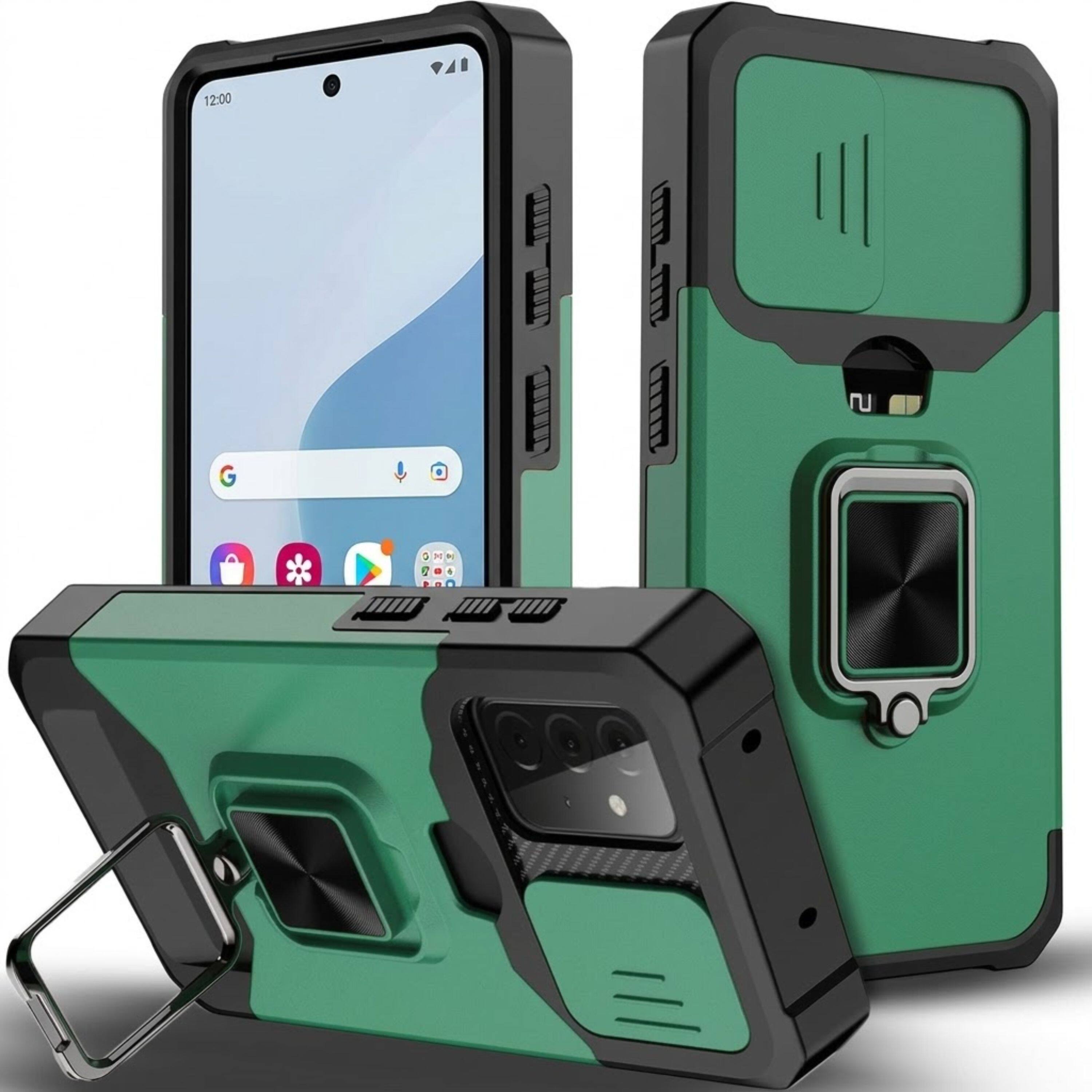 Front. Kitcheniva - Rugged Shockproof Phone Case With Tempered Glass For Samsung Galaxy A16 5G Green - Green.