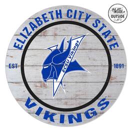 Jardine - ECSU Vikings 20'' x 20'' Indoor/Outdoor Weathered Circle Sign - White