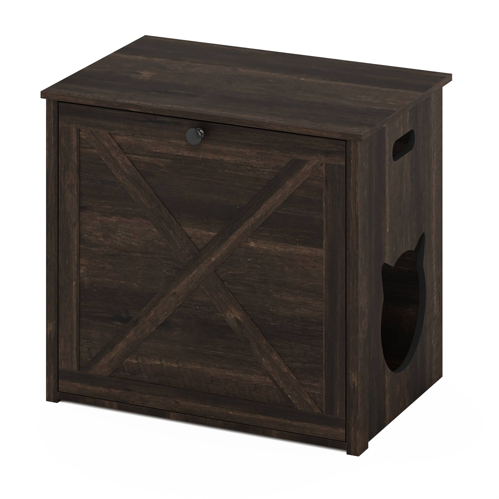 Front. Furinno - Peli Small Cat Litter Box Enclosure with Single Door - Ebony.