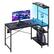 Front. RSPGAME - 41.5inch Reversible L-Shaped Gaming Desk with Power Outlet and and Hutch Storage, Gaming Small Corner Desk - Black.