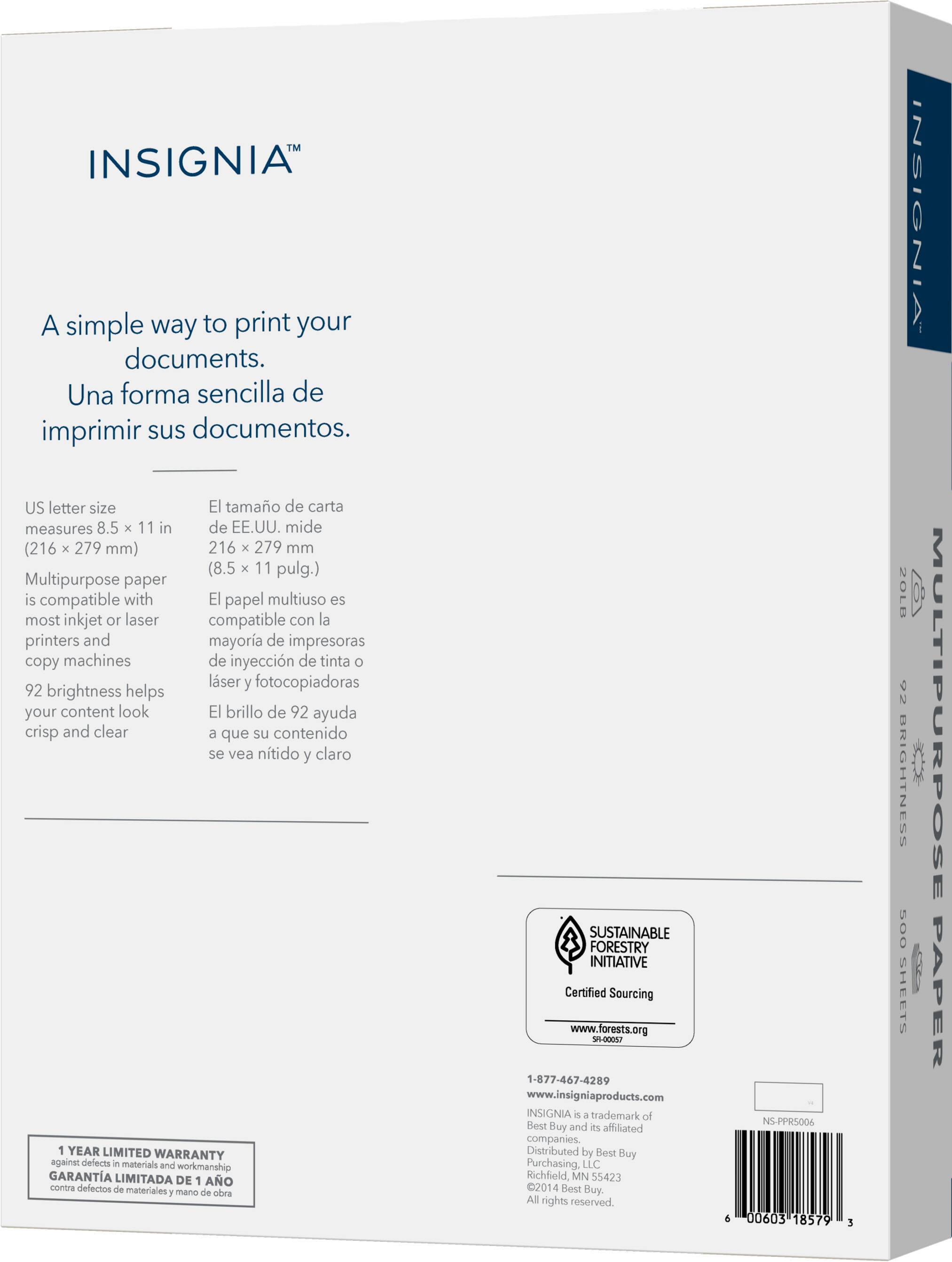 Alt View 14. Insignia™ - Multipurpose 8.5" x 11" 500-Count Paper - White.