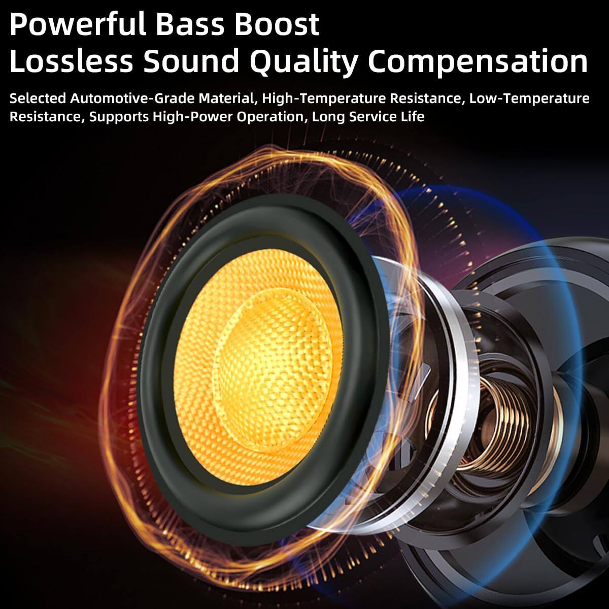 Powerful Bass Boost  
Lossless Sound Quality Compensation  

Selected Automotive-Grade Material, High-Temperature Resistance, Low-Temperature Resistance, Supports High-Power Operation, Long Service Life