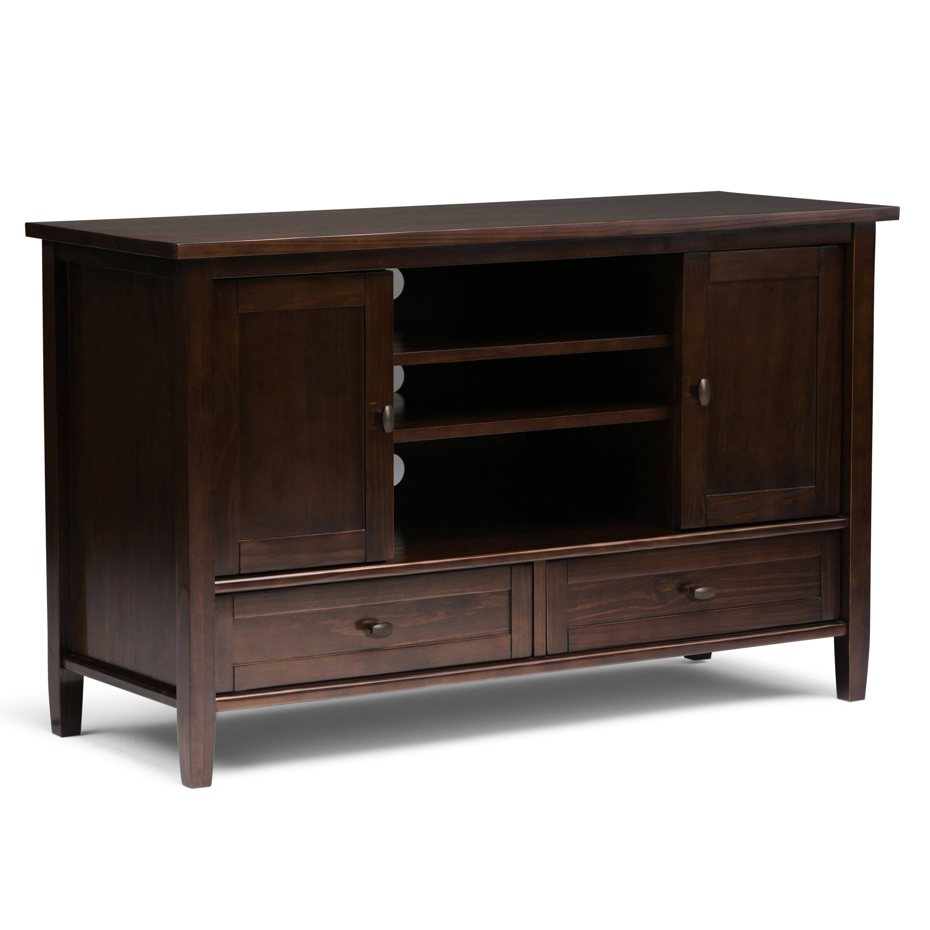 Angle. Spaco - Spaco Solid Wood TV Stand for 50" TVs, Entertainment Center Media Console with 2 Drawers Side Cabinets and Open Storage - Dark Brown.