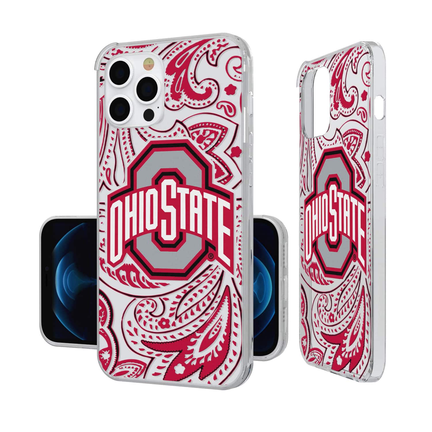 Keyscaper - NCAA - Ohio State Buckeyes iPhone Paisley Design Clear Case - 14 Pro - Multicolor