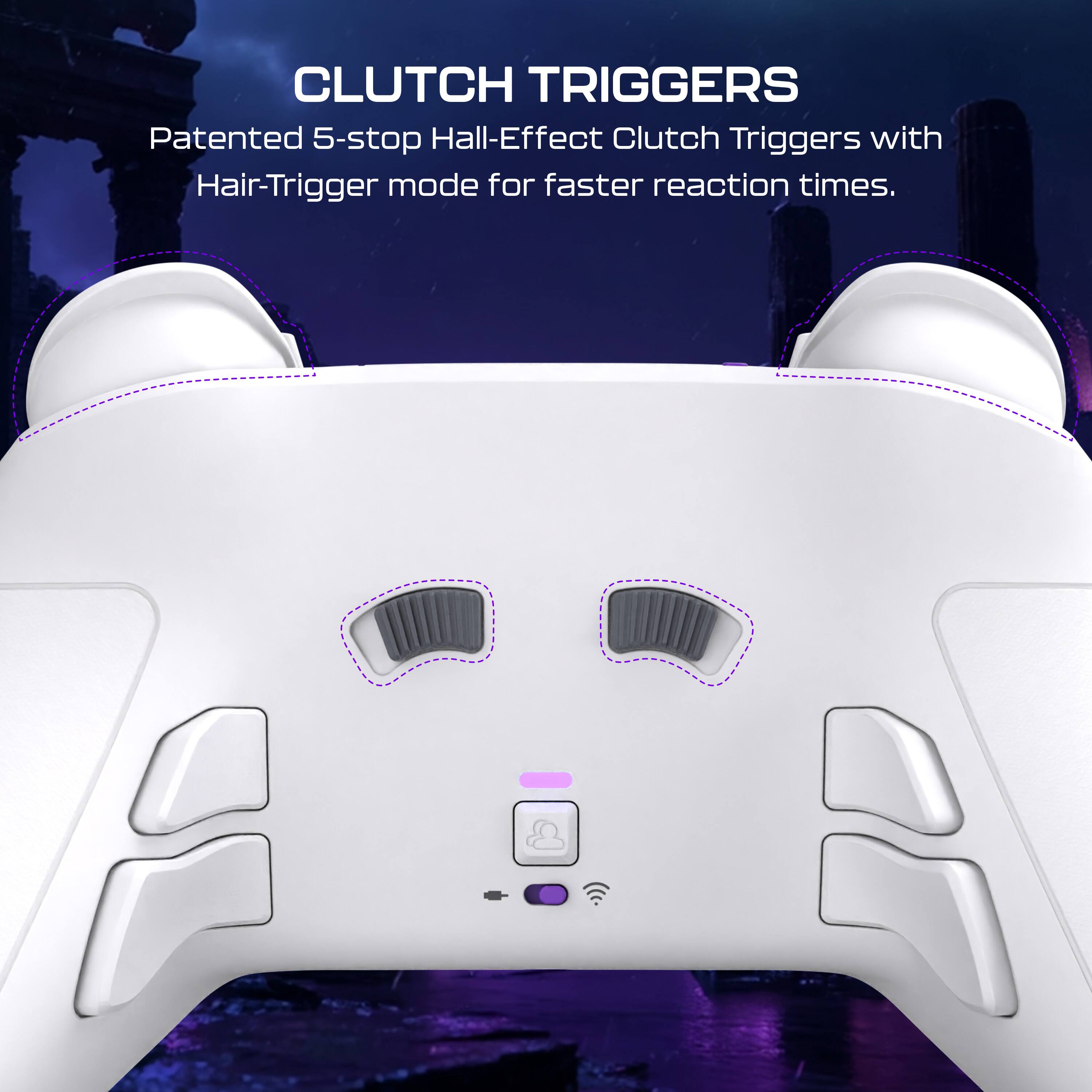 CLUTCH TRIGGERS

Patented 5-stop Hall-Effect Clutch Triggers with Hair-Trigger mode for faster reaction times.