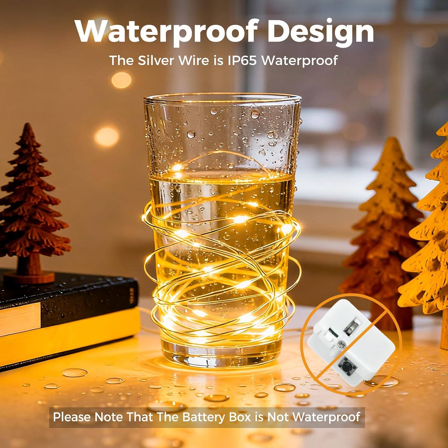 Waterproof Design  
The Silver Wire is IP65 Waterproof  

Please Note That The Battery Box is Not Waterproof