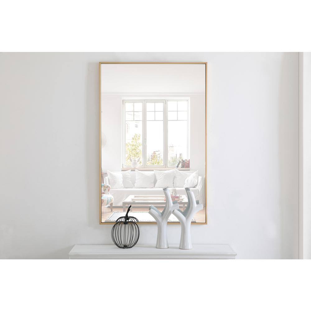 Alt View 9. Elegant Decor - Metal frame Rectangle Mirror 28 inch Brass - Brass.