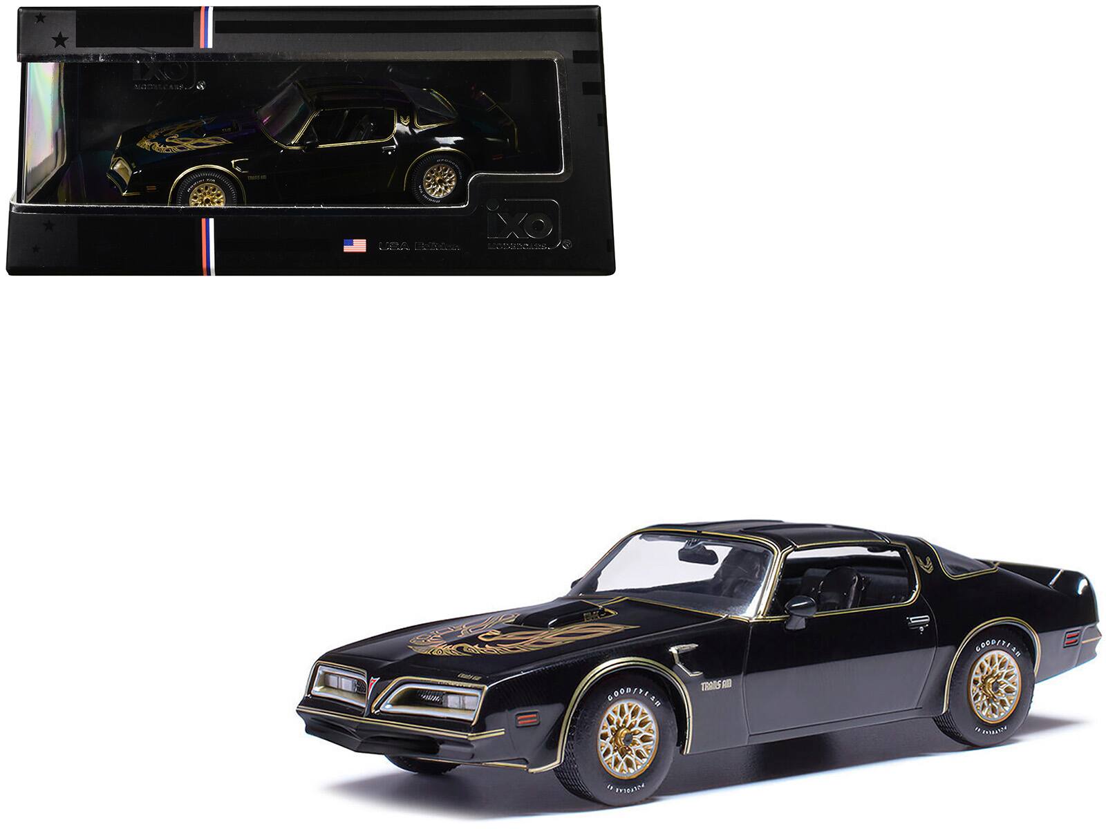 1977 Pontiac Trans Am Starlight Black with Hood Graphics 1/43 Diecast Model Car by IXO Models