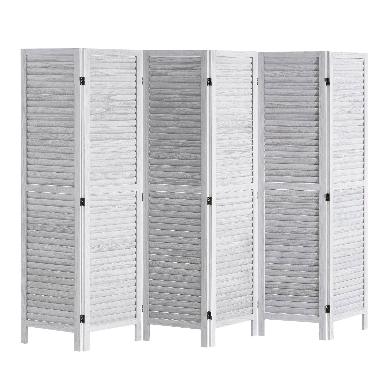 Alt View 5. VEVOR - Wood Room Divider, 6 Panel Wood Folding Privacy Screen, 66.9 Inches Tall Indoor Louvered Wooden Partition - White.