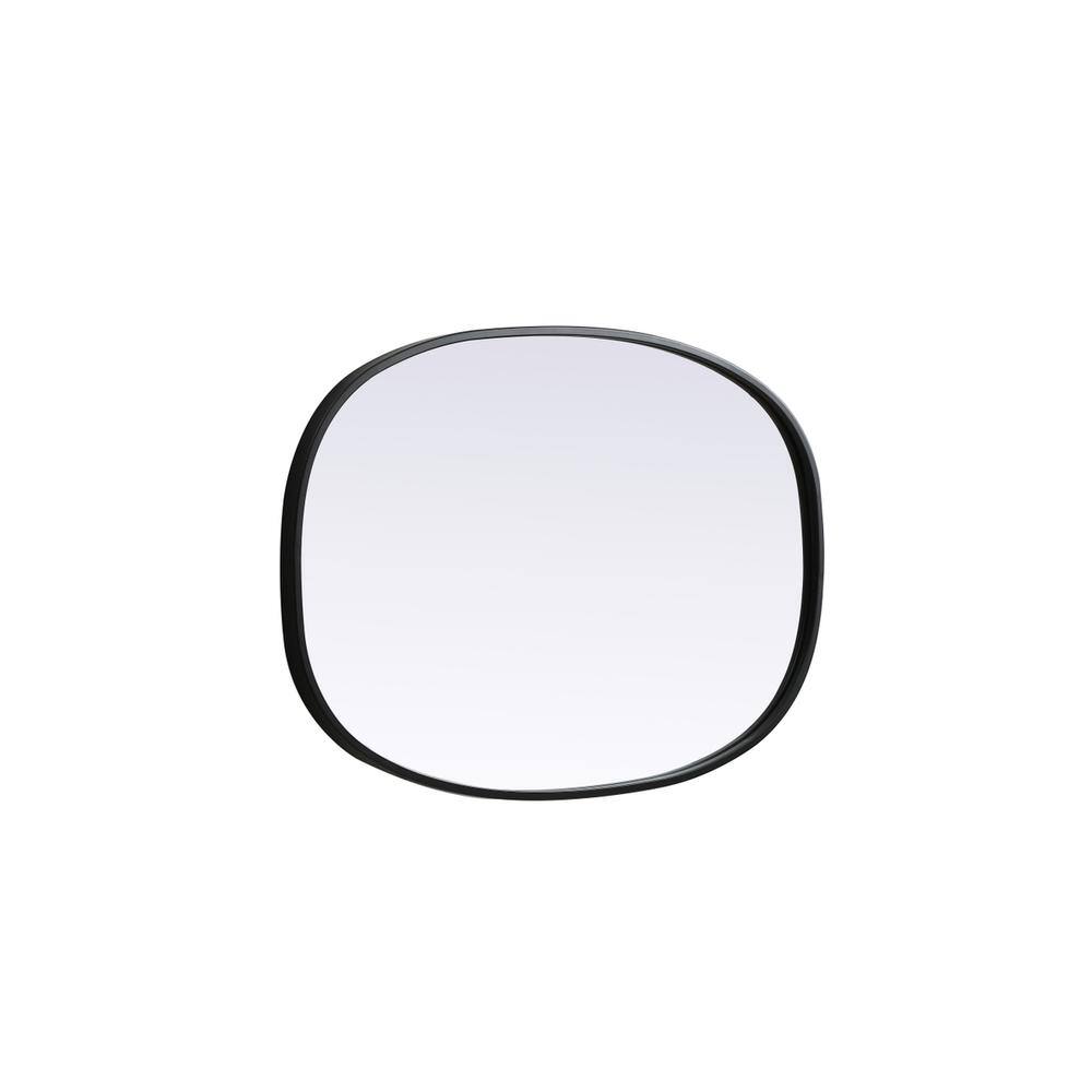 Left. Elegant Decor - Metal Frame Oval Mirror 20x30 Inch in Black - Black.