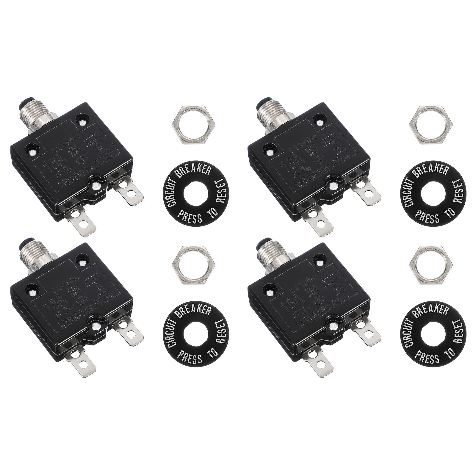 Unique Bargains - 4pcs 18A Push Button Circuit Breaker, 125/250V AC,50V DC, Manual Reset Thermal Overload Protector for Industrial - Black price history on PriceWatchPro