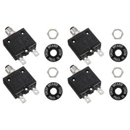 Unique Bargains - 4pcs 18A Push Button Circuit Breaker, 125/250V AC,50V DC, Manual Reset Thermal Overload Protector for Industrial - Black