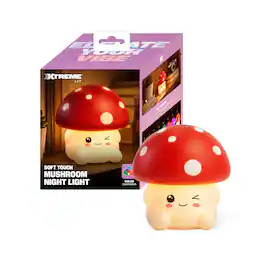 Xtreme - Lit Soft Touch Mushroom LED Night Light – Tap Control RGB Color Changing Lamp with Sleep Timer - Multicolor