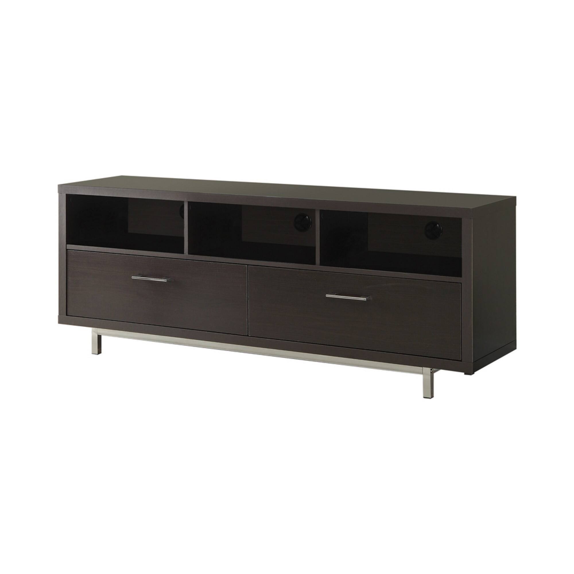 Front. Manhattan Lane - Fabulously Designed  tv console with chrome legs - BROWN.