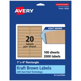 Avery - Kraft Rectangle Labels, 1" x 4", 2,000 Labels - Brown