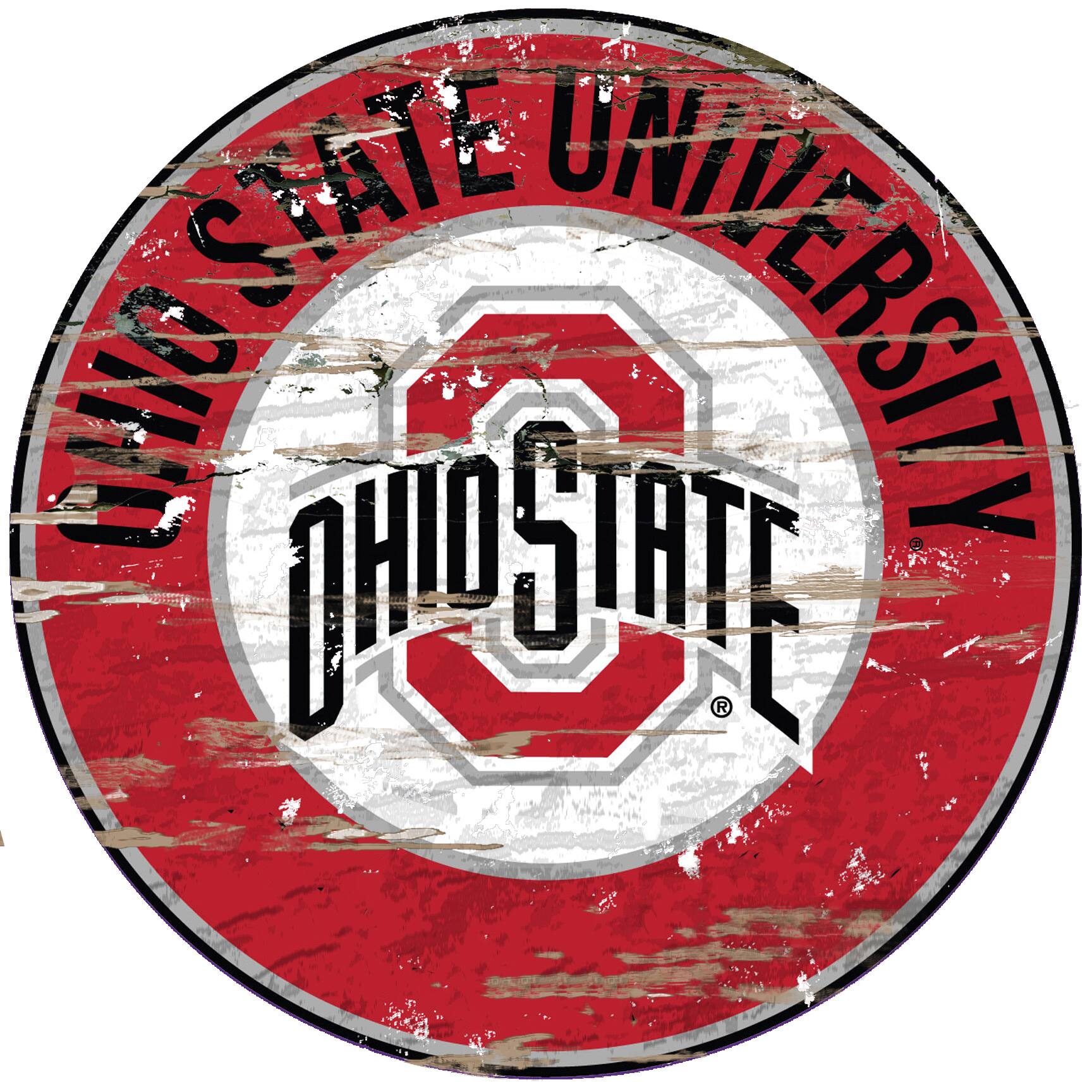 Ohio State Buckeyes 23.5" Distressed Round Sign