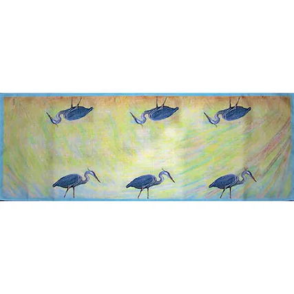 Front. Betsy Drake - Betsy Drake Blue Heron Table Runner 13x36 - Multicolored.