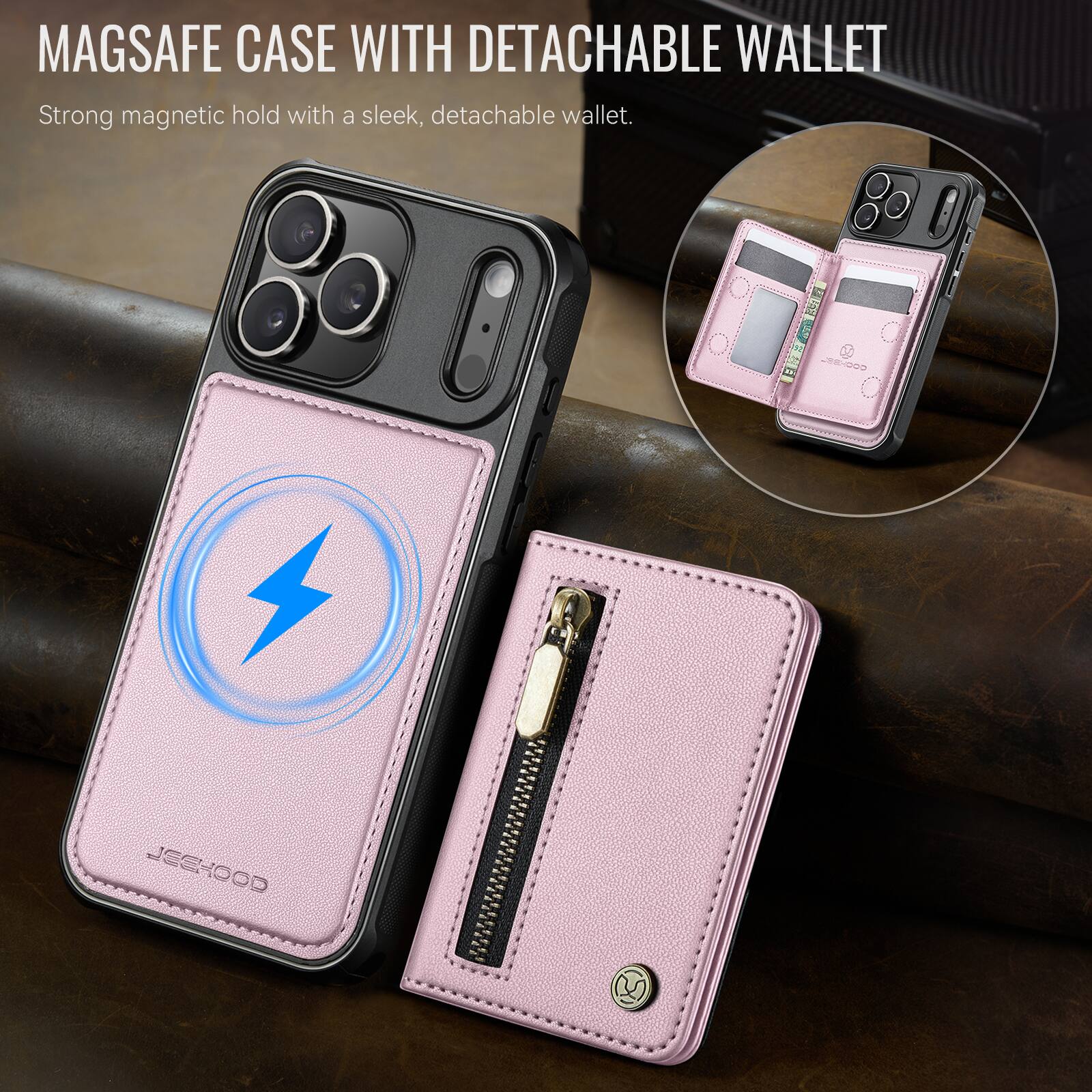 MAGSAFE CASE WITH DETACHABLE WALLET

Strong magnetic hold with a sleek, detachable wallet.