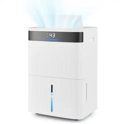 Front. Costway - Costway 74 Pints Dehumidifier with 3-Color Indicator For Home 4500 Sq.Ft Coverage Area - White.