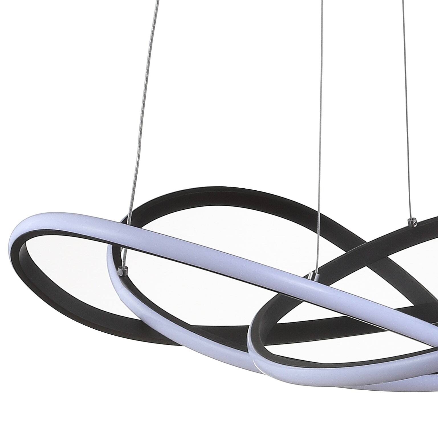 Alt View 4. Jonathan Y - Alexia 25" Abstract Integrated LED Metal Adjustable Pendant, Black - Black.