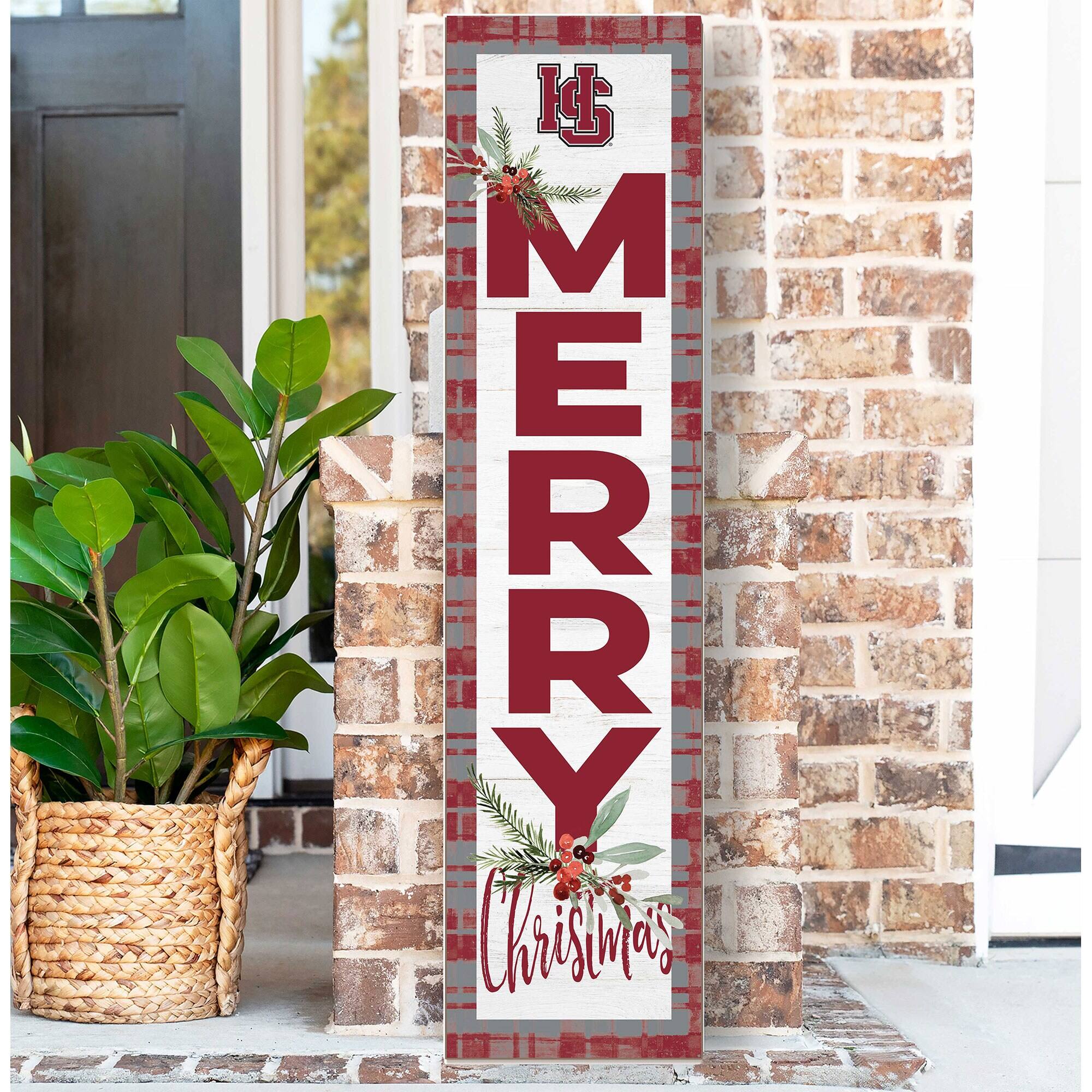 Alt View 1. Jardine - Hampden-Sydney College Tigers 12'' x 48'' Outdoor Merry Christmas Leaner - White.
