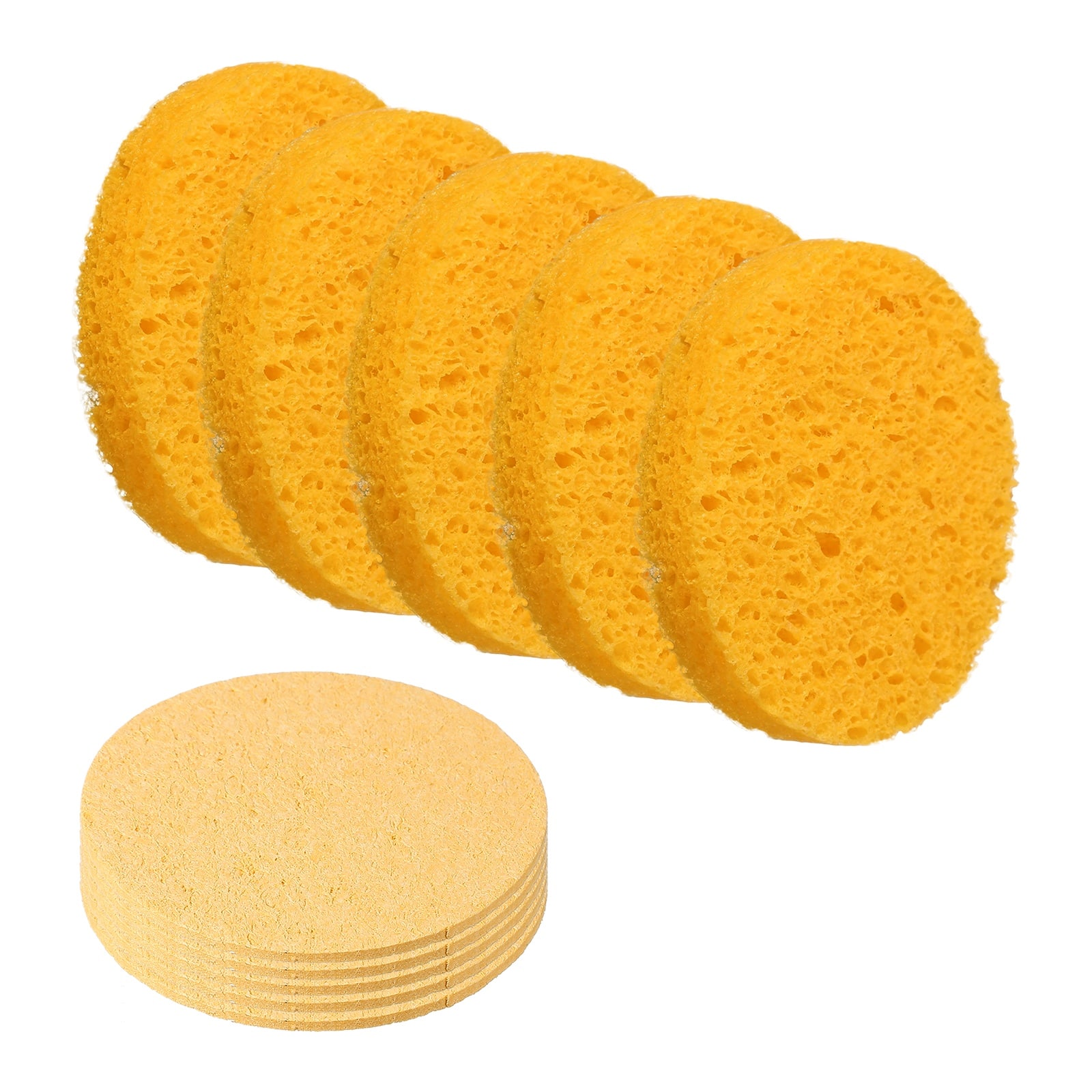 Unique Bargains - 10pcs Cellulose Round Sponges Non-Scratch Compressed Scrubber for Kitchen Bathroom Household Cookware & Cleaning DIY - Beige price history on PriceWatchPro