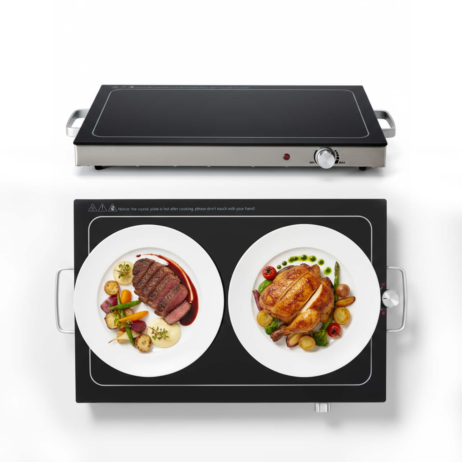 AENKYO - Electric Food Warming Tray Hot Plate with Adjustable Temperature Control for Parties - Black