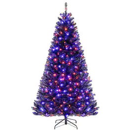 Resenkos - 7-Ft Artificial Halloween Christmas Tree with Sounds - Black