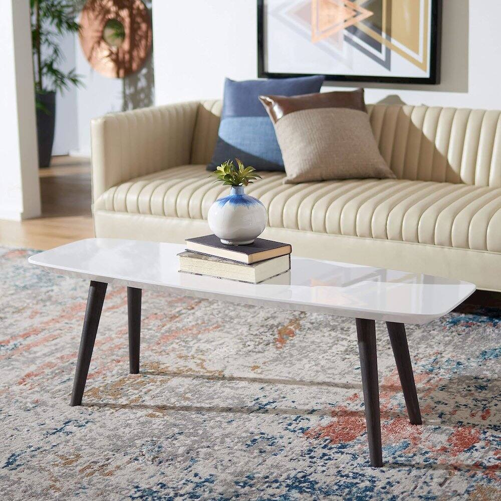 Back. Safavieh - Home Collection Josiah Mid-Century Modern White and Dark Brown Coffee Table - Brown.