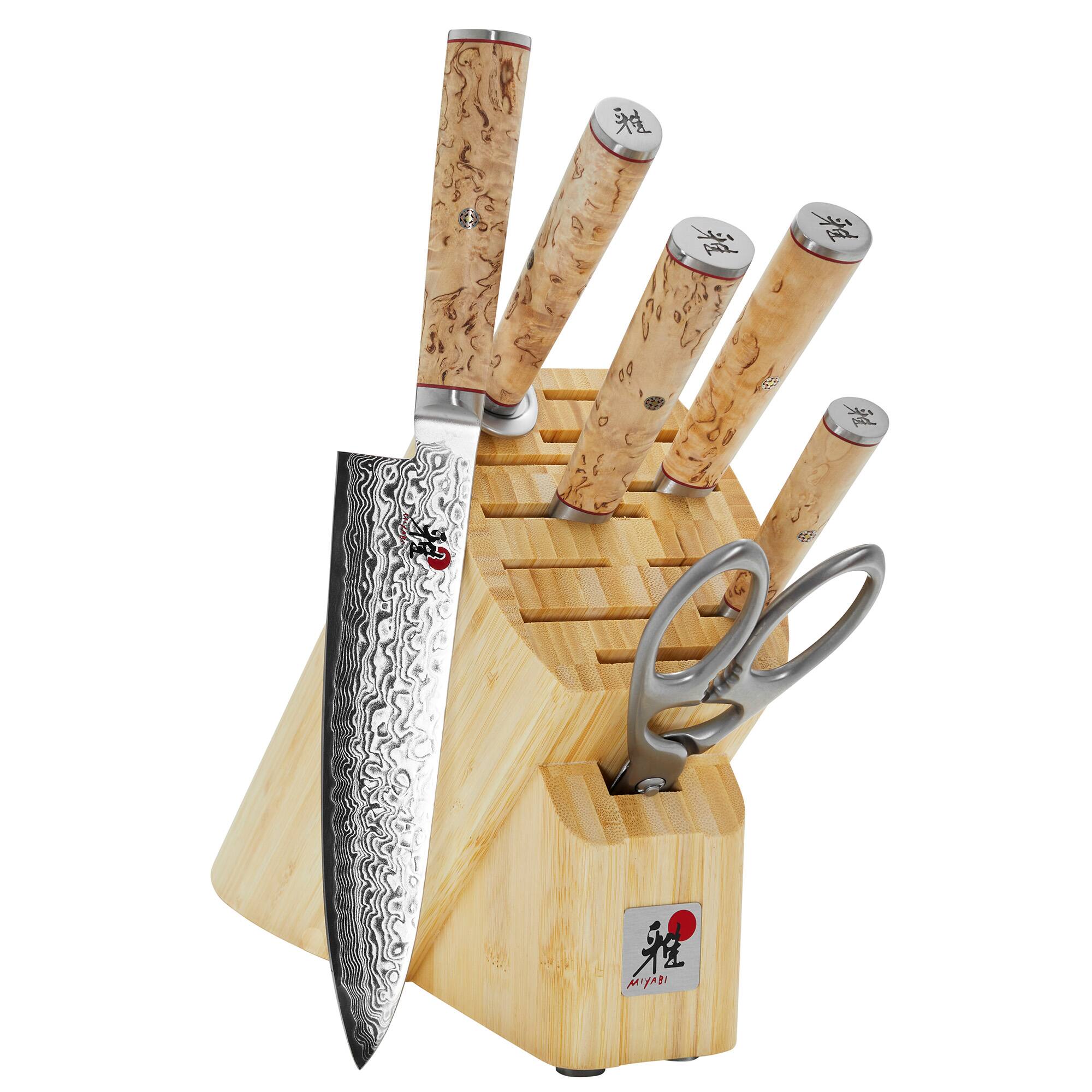 Alt View 1. Miyabi - Miyabi Birchwood SG2 7-pc Knife Block Set - Stainless Steel.