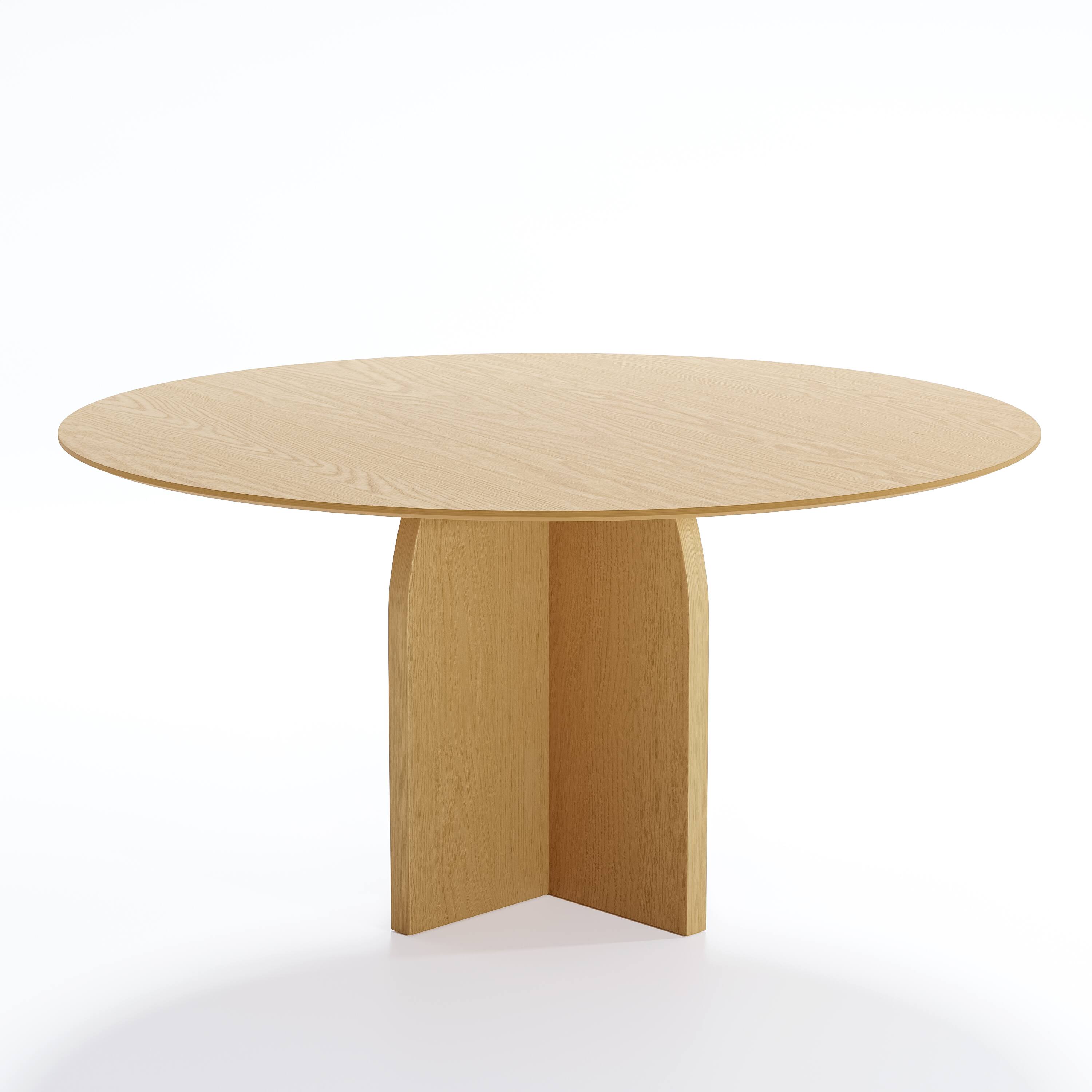 Angle. Lirago - 59in. Arched Leg Round Dining Table Natural Finish Solid Wood Timeless Style,Seats 10 People - Beige.