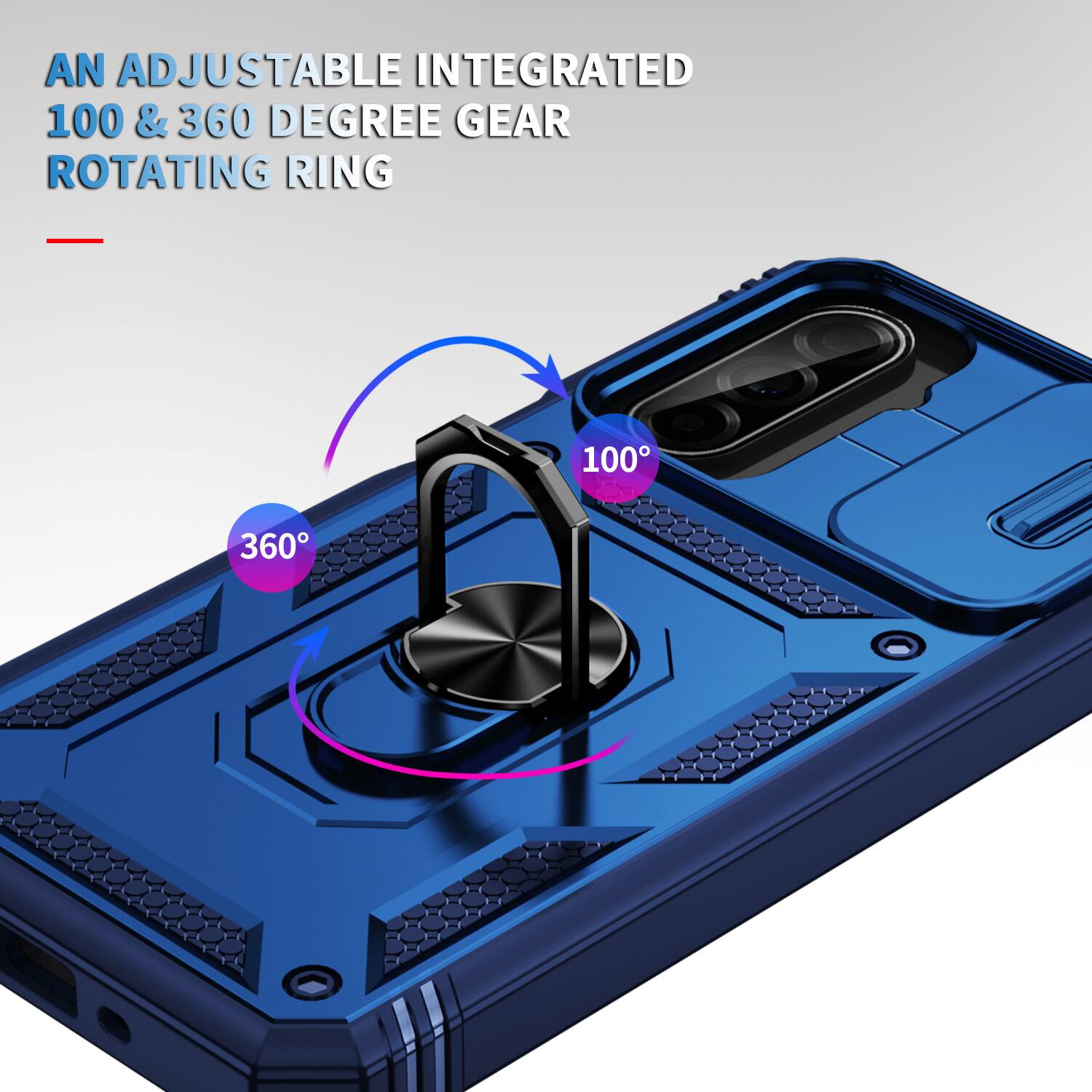 AN ADJUSTABLE INTEGRATED 100 & 360 DEGREE GEAR ROTATING RING