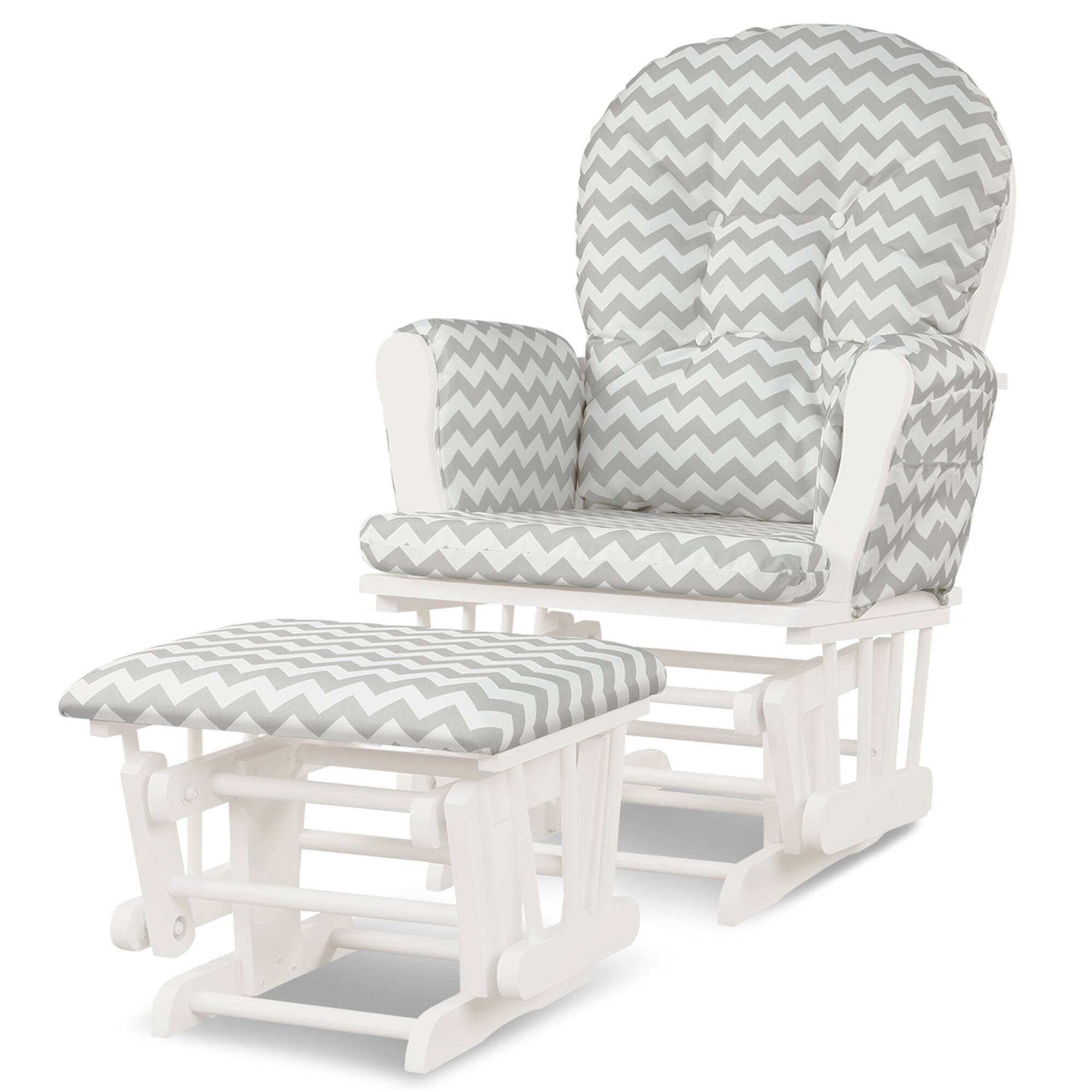 Alt View 7. Costway - Glider and Ottoman Cushion Set Wood Nursery Rocking Chair - Light Grey.