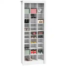 Homcom - Shoe Storage Cabinet with 3 Heights of Open Cubes for 36 Pairs - White
