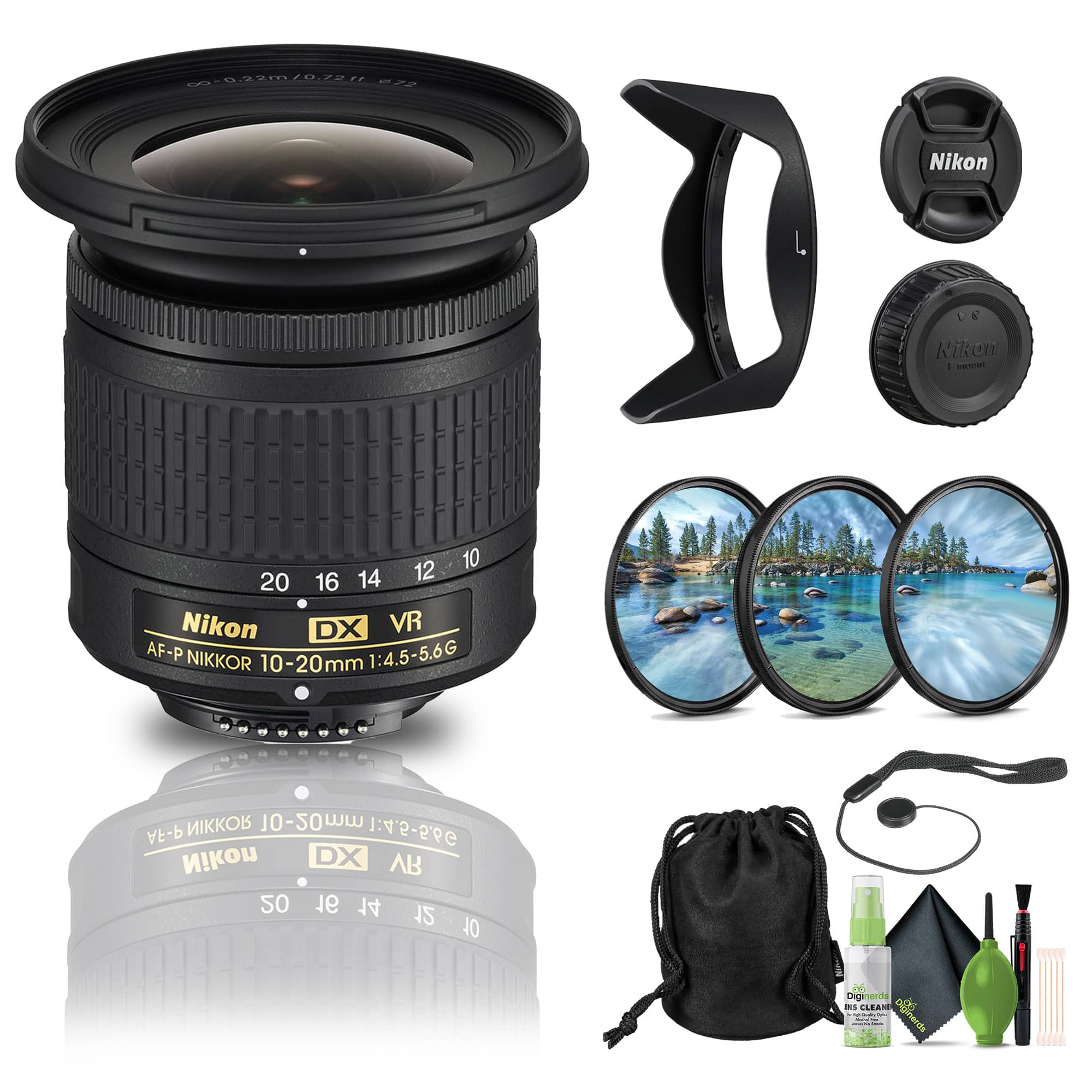 Nikon - AF-P DX NIKKOR 10-20mm f/4.5-5.6G VR Wide-Angle Zoom Lens - Bundle - Black