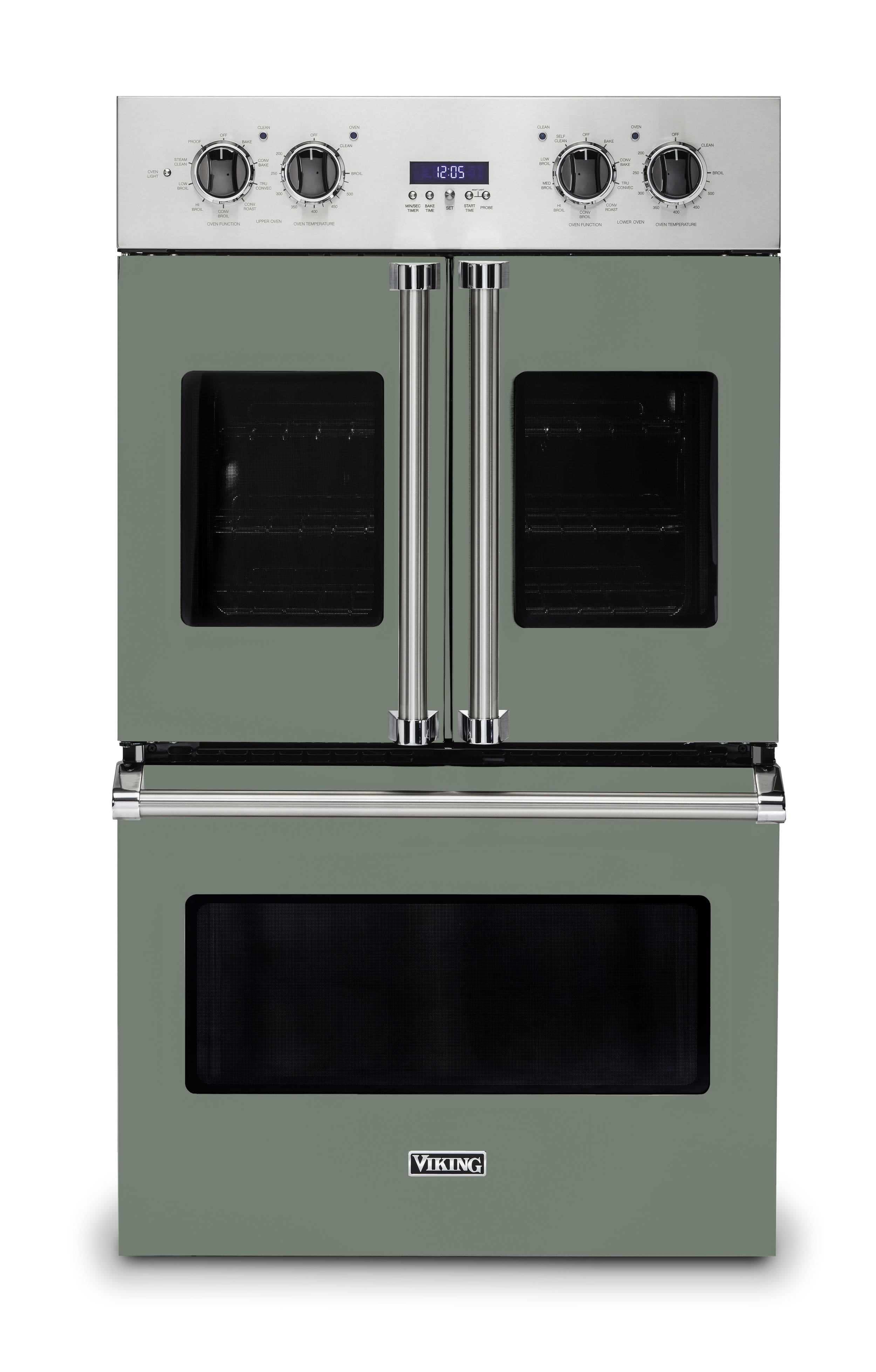 Viking - 30" 7 Series French Door Double Built-In Electric Thermal Convection Oven - Eucalyptus - Front_Zoom