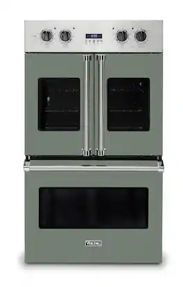 Viking - 30" 7 Series French Door Double Built-In Electric Thermal Convection Oven - Eucalyptus