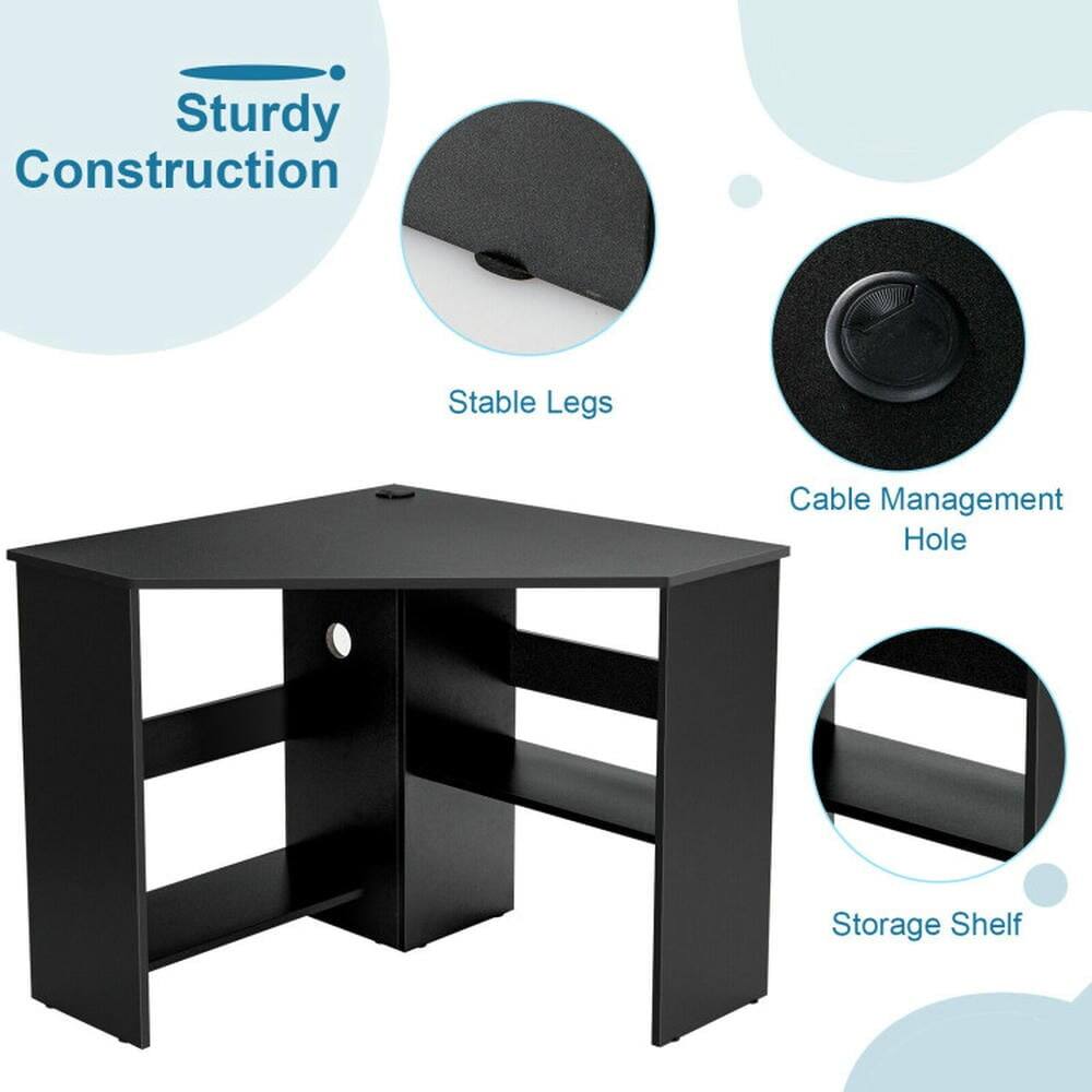 Sturdy Construction  
Stable Legs  
Cable Management Hole  
Storage Shelf