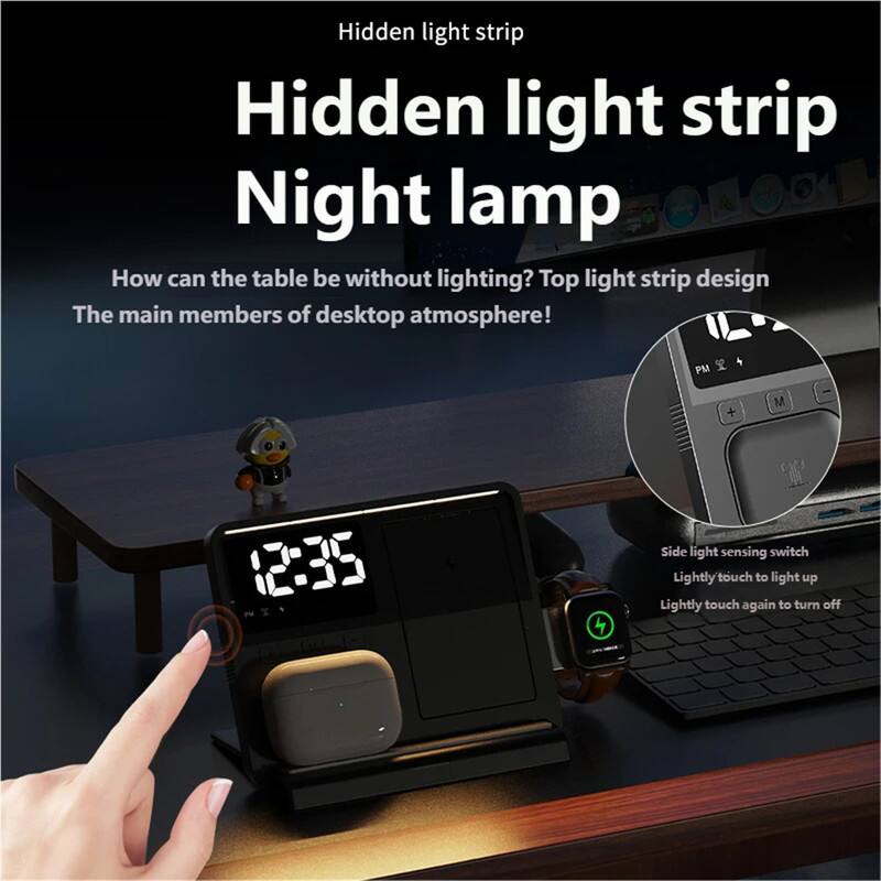 Hidden light strip  
Night lamp  

How can the table be without lighting?  
Top light strip design  
The main members of desktop atmosphere!  

PM + M () 28:50 4  
Side light sensing switch  
Lightly touch to light up  
Lightly touch again to turn off