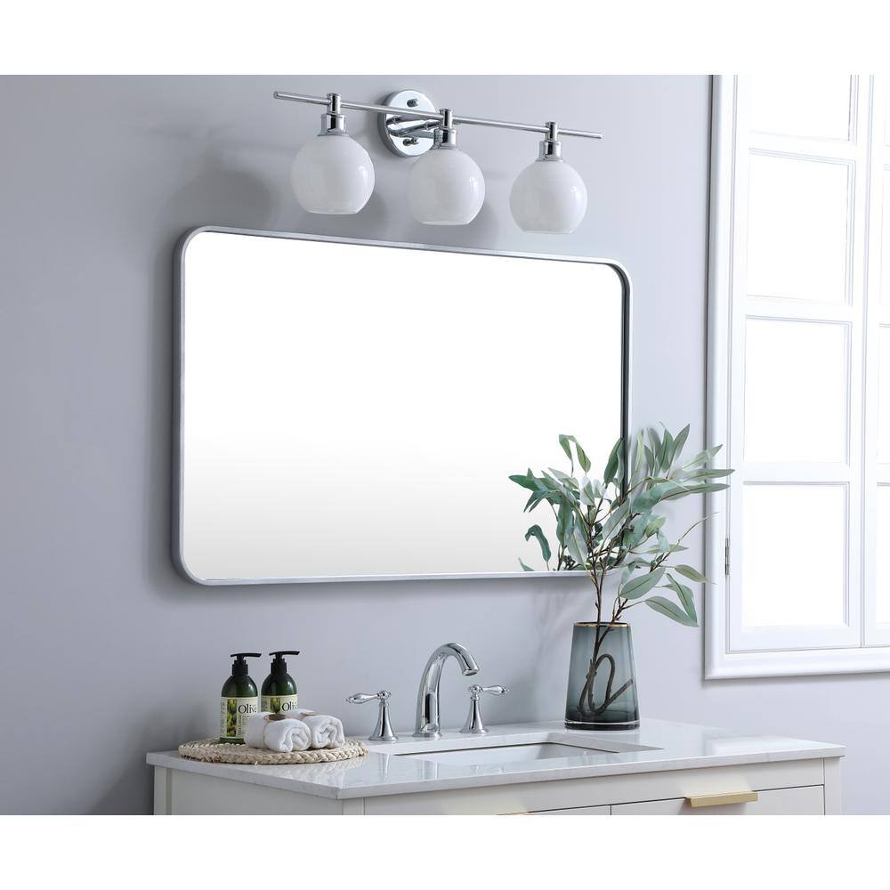 Alt View 7. Elegant Decor - Soft corner metal rectangular mirror 24x40 inch in Silver - Silver.