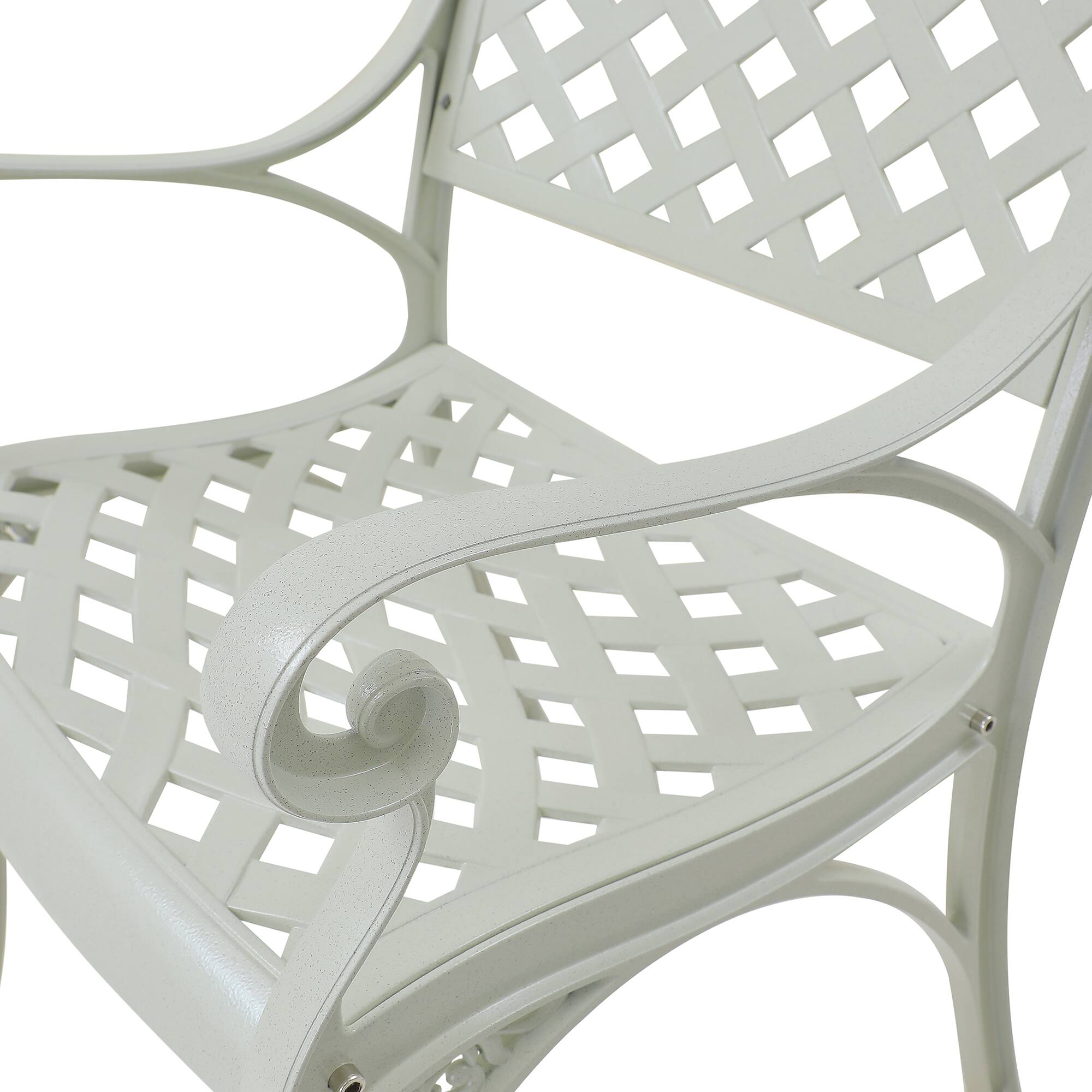 Alt View 5. Mondawe - 2-Piece Cast Aluminum Stationary Dining Chairs - White.