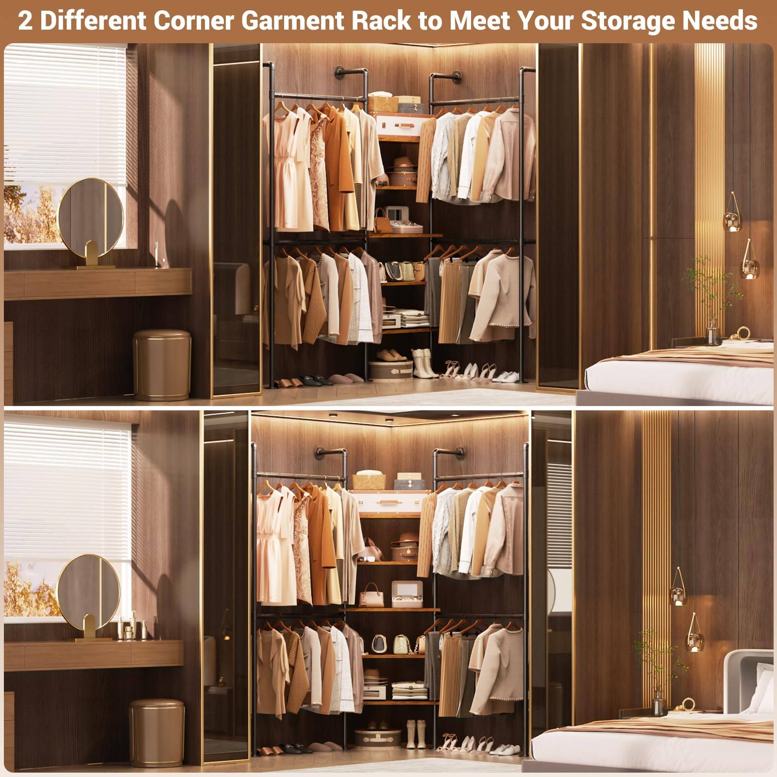 Aheaplus 6.42FT Reversible Industrial Pipe Clothing Rack Heavy Duty 5 ...